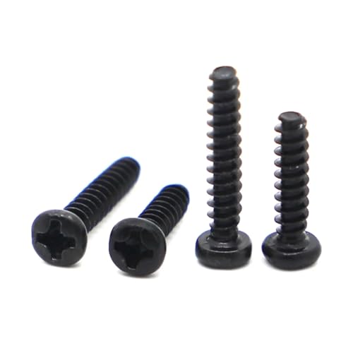 yaoqijie 20/50 Stück M1.4 M1.7 M2 M2.3 M2.6 M3 M3.5 M4 Schwarze Stahlschraube Kreuzschlitz-Flachkopfschraube mit flachem Schwanz lasting(12mm,M3 20pcs) von HUKILU