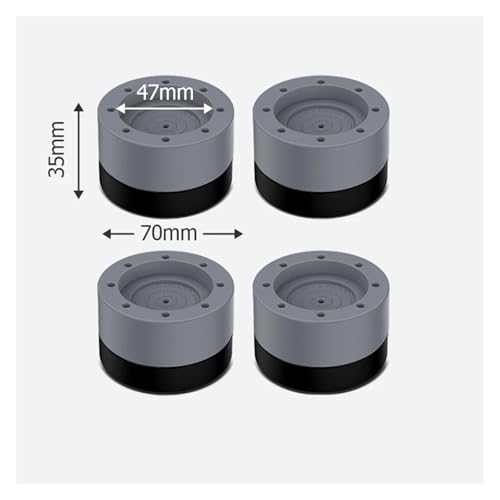 yaoqijie 4 STÜCKE Anti-Vibrations-Pads Unterlegscheibe Füße Pad Universal Waschmaschine Anti-Rutsch Roller Kit Möbel Hebe Fuß Basis Erhöhen(4pcs Gray 35mm) von HUKILU