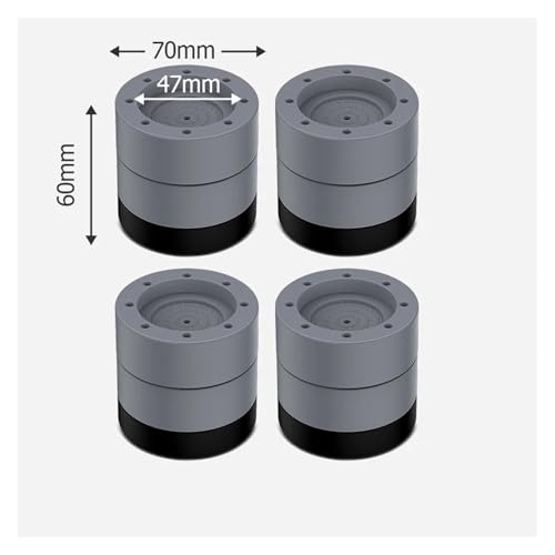 yaoqijie 4 STÜCKE Anti-Vibrations-Pads Unterlegscheibe Füße Pad Universal Waschmaschine Anti-Rutsch Roller Kit Möbel Hebe Fuß Basis Erhöhen(4pcs Gray 60mm) von HUKILU