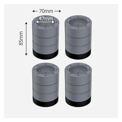 yaoqijie 4 STÜCKE Anti-Vibrations-Pads Unterlegscheibe Füße Pad Universal Waschmaschine Anti-Rutsch Roller Kit Möbel Hebe Fuß Basis Erhöhen(4pcs Gray 85mm) von HUKILU