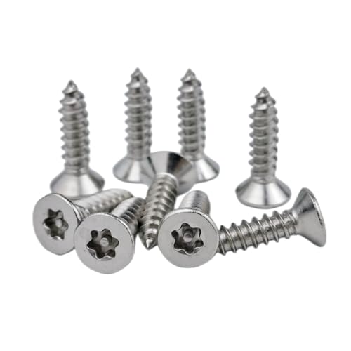 yaoqijie 5/10/20/50 Stück M2 bis M6 304 Edelstahl Senkkopf Sicherheitsholzschraube lasting(6mm,50pcs M2.6) von HUKILU