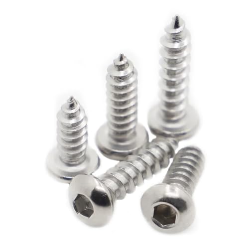 yaoqijie 5–50 Stück M2 .5 M3 M4 M5 M6 304 Edelstahl Flachrundkopf Innensechskant Selbstschneidende Schrauben Holzschraube lasting(45mm,M5 10pcs) von HUKILU