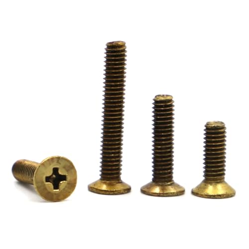 yaoqijie 5-50 Stück M2 .5 M3 M4 M5 M6 GB819 DIN965 Massiv Messing Senkkopf Senkkopfschraube, Bolzenlänge 4-50 mm Lasting(16mm,M3 10pcs) von HUKILU