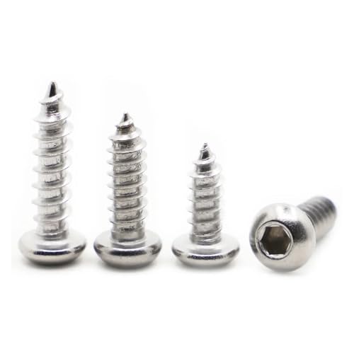 yaoqijie 5–50 Stück M2 M2.5 M3 M4 M5 M6 304 Edelstahl Rundkopf Innensechskant Selbstschneidende Schrauben Holzschraube lasting(6mm,M3 20pcs) von HUKILU