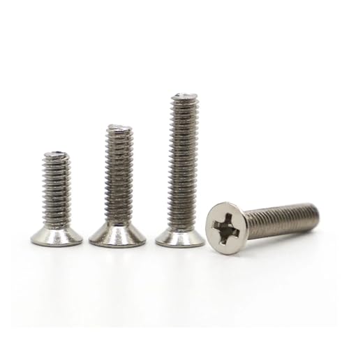 yaoqijie 50/100 Stück M1.2 M1.4 M1.7 M2 M2.5 M3 M4 Vernickelte Stahlschraube Kreuzschlitz Flachkopf PMachine Schrauben lasting(6mm,M1.4 100pcs) von HUKILU