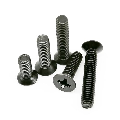 yaoqijie 50 Stück M1 M1.2 M1.4 M1.6 M2 M2.5 M3 M3.5 M4 GB819 Kleine schwarze Kreuzschlitzschrauben aus Kohlenstoffstahl mit flachem Senkkopf lasting(10mm,M1.4) von HUKILU