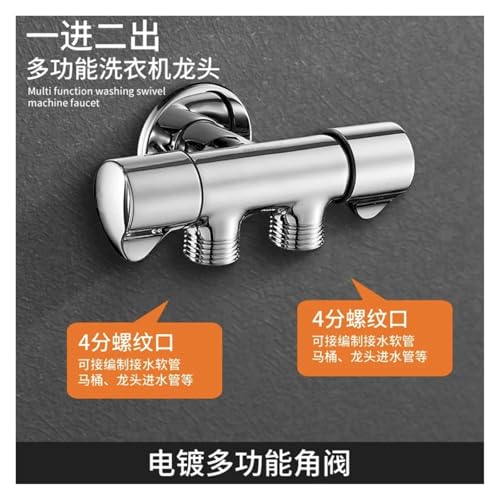 yaoqijie Dreieckventil Edelstahl Silber Wasserteiler Dual Use Dual Outlet One In Two Out Three Way Waschmaschine Wasserhahn Spezial lasting(Valve-A) von HUKILU