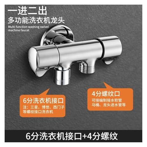 yaoqijie Dreieckventil Edelstahl Silber Wasserteiler Dual Use Dual Outlet One In Two Out Three Way Waschmaschine Wasserhahn Spezial lasting(Valve-B) von HUKILU