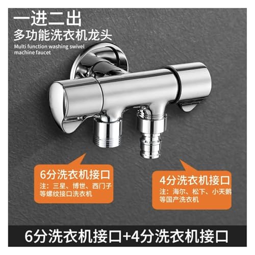 yaoqijie Dreieckventil Edelstahl Silber Wasserteiler Dual Use Dual Outlet One In Two Out Three Way Waschmaschine Wasserhahn Spezial lasting(Valve-D) von HUKILU
