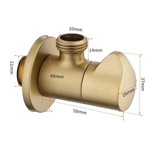 yaoqijie Eckventil aus gebürstetem Gold, Eckventil aus Messing zur Wandmontage for die Toilette, universelles Wasserstopp-Dreieckventil for Wasserhahn und Toilette lasting(Dark Khaki) von HUKILU