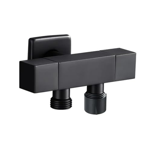 yaoqijie G1/2 Dreiwegeventil Messing Eins rein Zwei raus Doppelwasser-Winkelventil Waschmaschine Toiletten-Absperrventil Multifunktionshahn Schwarz lasting(Black4) von HUKILU