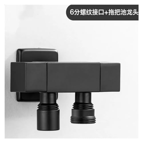 yaoqijie G1/2 Dreiwegeventil Messing Eins rein Zwei raus Doppelwasser-Winkelventil Waschmaschine Toiletten-Absperrventil Multifunktionshahn Schwarz lasting(Black6) von HUKILU