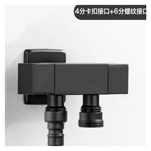 yaoqijie G1/2 Dreiwegeventil Messing Eins rein Zwei raus Doppelwasser-Winkelventil Waschmaschine Toiletten-Absperrventil Multifunktionshahn Schwarz lasting(Black7) von HUKILU