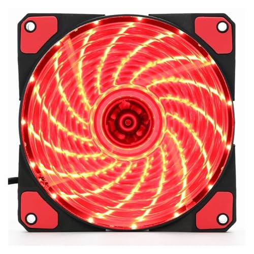 yaoqijie LED-Lüfterkühler, 120 mm PC-Computer Ultra Silent 12 cm 120 x 120 x 25 mm 12-V-Computerlüfter, 12 VDC 3P IDE 4D (2-Draht) lasting(rot) von HUKILU