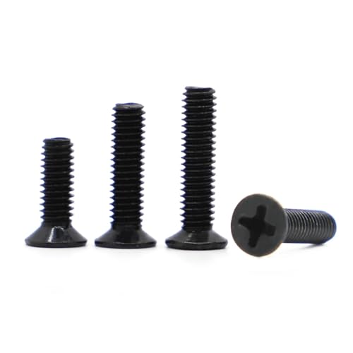 yaoqijie M1 .2 .4 .6 M2 .5 M3 M4 M5 GB819 DIN965 Kleine schwarze Kreuzschlitzschraube aus Stahl mit Senkkopf lasting(4mm,M1.6 50pcs) von HUKILU