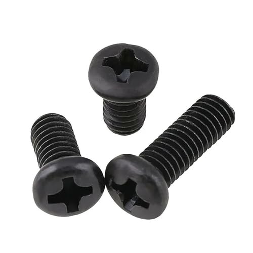 yaoqijie M1 M1.2 M1.4 M1.6 M1.7 M2 M2.5 Rundkopfschraube Schwarze Kreuzschlitzschrauben mit Linsenkopf Elektronische Maschinenschrauben und -bolzen lasting(M2x10-100pcs) von HUKILU