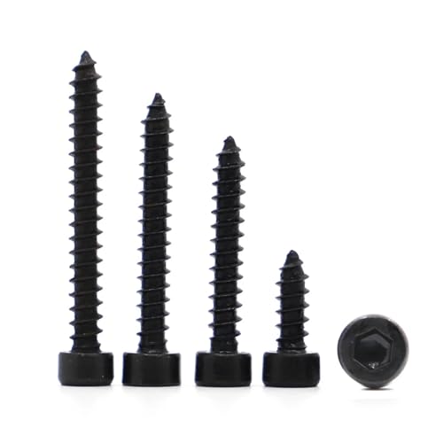 yaoqijie M2 M2.6 M3 M3.5 M4 M5 M6 Schwarz 8.8 Stahl / 304 Edelstahl Inbusschrauben Innensechskantkopf Selbstschneidende Schraube Lautsprecher lasting(8.8 Carbon Steel,10MM_M2.6 50PCS) von HUKILU