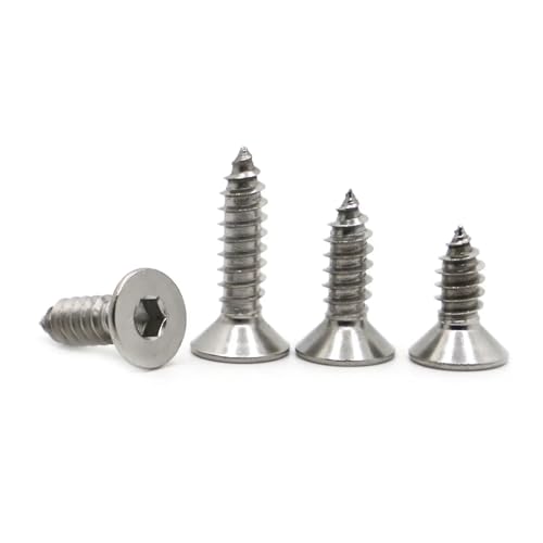 yaoqijie M2 M2.6 M3 M4 M5 M6 Innensechskant-Blechschraube mit flachem Kopf, 304 Edelstahl, Senkkopf-Holzschraube lasting(35mm,M4 10pcs) von HUKILU
