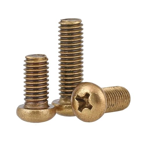 yaoqijie M4 M5 M6 Messing Rundkopf Kreuzschlitzschrauben Messing Kreuzschlitz Maschinenschraube Flachkopfschraube Bolzen lasting(20pcs,M5x25) von HUKILU