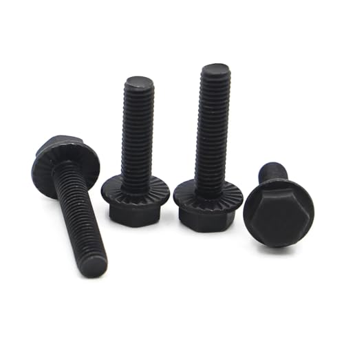 yaoqijie M5 M6 M8 M10 M12 Hardware Sechskant-Gurtflanschschrauben Schwarz Grade 10.9 Stahl GB5789 Bolzenbefestigungsschrauben lasting(20mm,M8 2pcs) von HUKILU