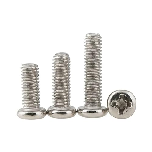 yaoqijie Rundkopfschrauben, vernickelte Flachkopfschrauben, M1,4, M1,7, M2, M2,5 lasting(100pcs,M2.5x3) von HUKILU