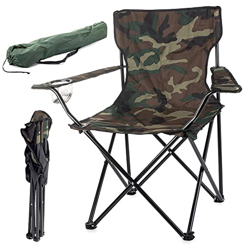 HUKITECH Touristischer Angelstuhl - Campingstuhl - Gartenstuhl - Farbe: Camp - Sessel - GROß - klappbar - Dickes Material - Perfekt zum Angeln, Strand, Garten, Camping, Pilgern - Höhe: 80cm von HUKITECH