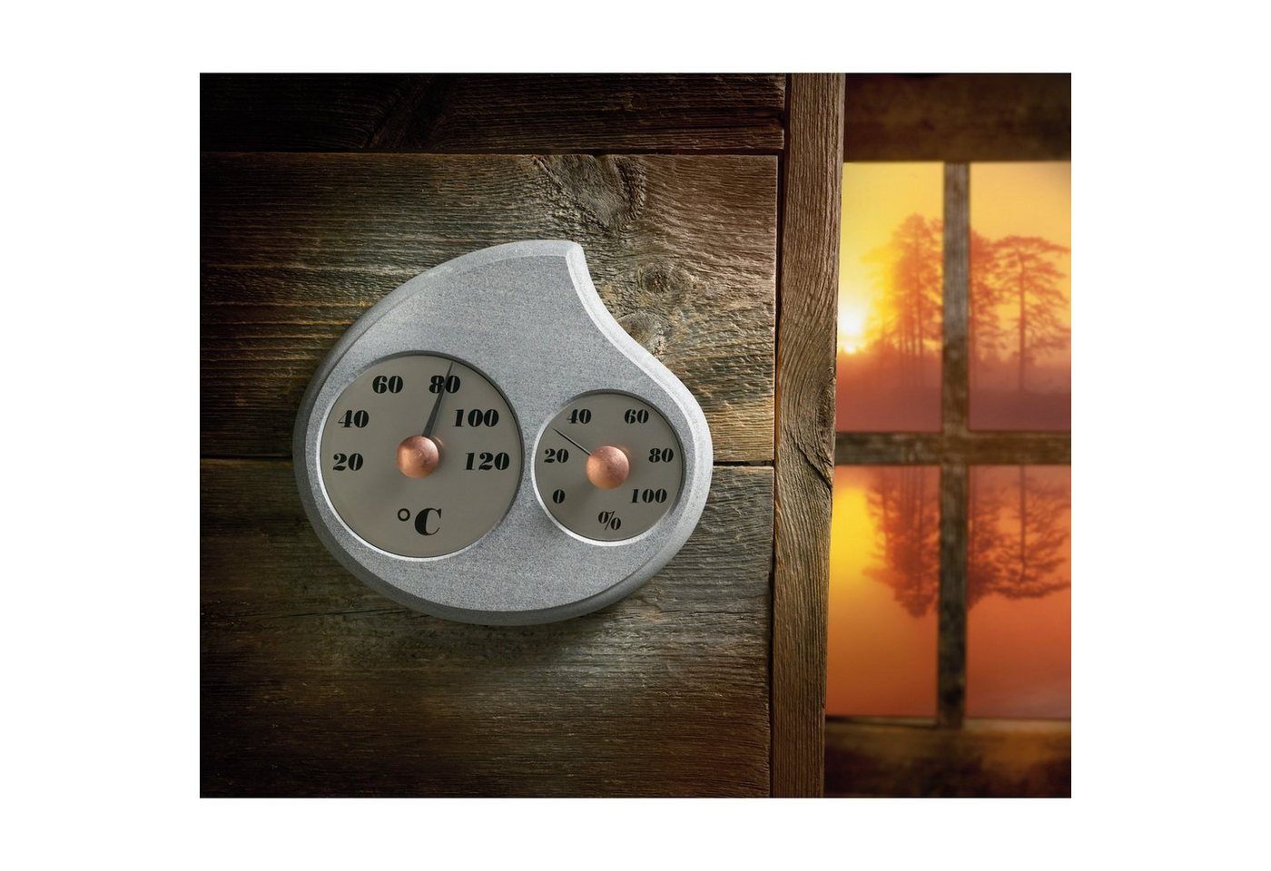 HUKKA Design Sauna-Sanduhr Hukka Design Maininki Sauna Hygro-Thermometer aus Speckstein von HUKKA Design