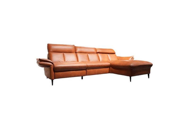 HUKLA Ecksofa Ecksofa 4058 Leder Cloudy Cognac 59 Gestell Metall Schwarz von HUKLA