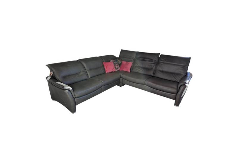 HUKLA Ecksofa Ecksofa Marlon Leder Cloudy Grey Grau Fuß Aluminium Mit von HUKLA