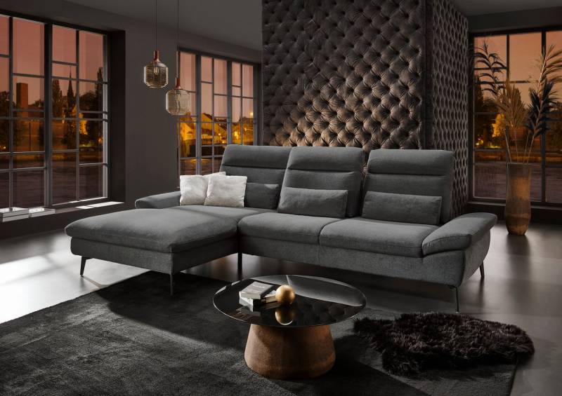 HUKLA Ecksofa HU-HP22156 L-Form, inkl. Kopfpolsterverstellung, optional mit Sitztiefenverstellung von HUKLA