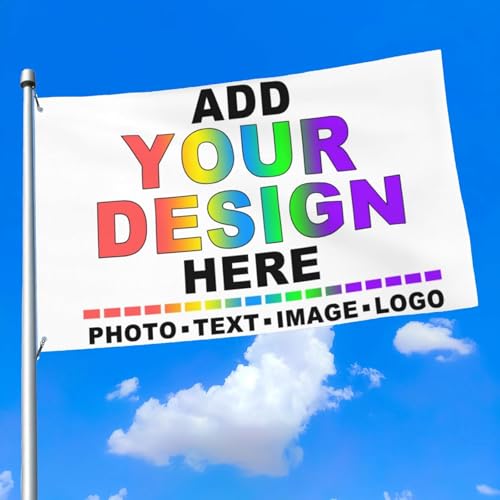 HUKQWX Dekoratives personalisiertes Flaggen-Banner, Farbe/Logo/Foto/Textdruck, individuelle Gartenflaggen, Rasen-Hängedekoration - doppelseitig - 2X3 FT von HUKQWX