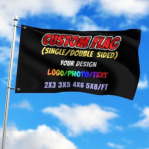HUKQWX Dekoratives personalisiertes Flaggen-Banner, Farbe/Logo/Foto/Textdruck, individuelle Gartenflaggen, Rasen-Hängedekoration - doppelseitig - 3X5 FT von HUKQWX
