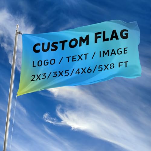HUKQWX Fahne Selbst Gestalten,Personalisierte Flaggen Home Wanddekoration individuelles Garten Yard Schild fügen Sie Ihr eigenes Bild hinzu,Text,benutzerdefinierte Flaggenbanner doppelseitig 4X6 FT von HUKQWX