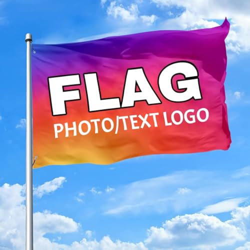 HUKQWX Individuelle Flaggen, gestalten Sie Ihr eigenes Foto/Logo/Text - Personalisierte Flagge für den Außenbereich, Dekobanner für Geburtstag und Geschäftsgeschenke - Einseitig - 2.5X4 FT von HUKQWX