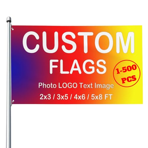 HUKQWX Individuelle Flaggen, gestalten Sie Ihr eigenes Foto/Logo/Text - Personalisierte Flagge für den Außenbereich, Dekobanner für Geburtstag und Geschäftsgeschenke - Einseitig - 4X6 FT von HUKQWX