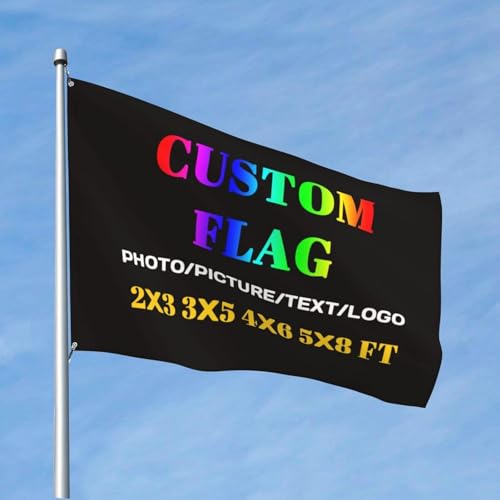 HUKQWX Personalisieren Flags, Benutzerdefiniertes Flaggenbanner, Drucken Sie Ihr eigenes Logo/Image/Text, Personalisierte Gartenflagge,Benutzerdefinierte Flaggenbanner für den - Einseitig - 5X8 FT von HUKQWX