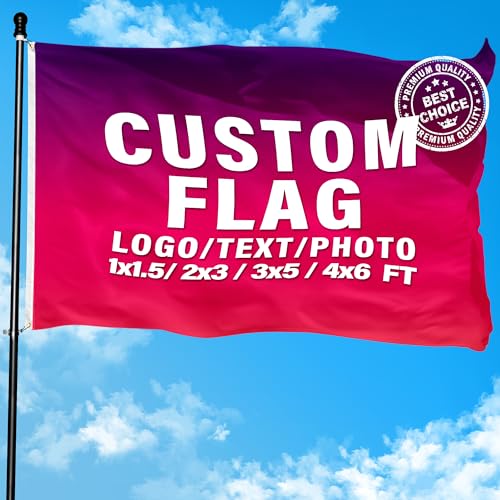 HUKQWX Personalisierte Flagge,Flagge Selbst Gestalten Hinzufügen zu Foto/Text/Logo hinzu, für die Partydekoration im Freien im Garten Schlafzimmer Geburtstagsfeier Flur Balkon - doppelseitig 5X8 FT von HUKQWX