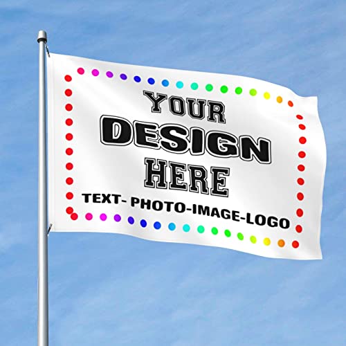HUKQWX Personalisierte Flagge,Flagge Selbst Gestalten Hinzufügen zu Foto/Text/Logo hinzu, für die Partydekoration im Freien im Garten Schlafzimmer Geburtstagsfeier Flur Balkon - doppelseitig 5X8 FT von HUKQWX