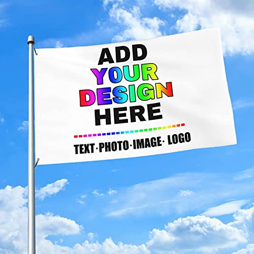 HUKQWX Personalisierte Flaggen – Benutzerdefinierte Flaggen, Bildtext, Logo – erstellen Sie Ihre eigene personalisierte Outdoor-Banner-Campingflagge für Geburtstag/Urlaub - Einseitig - 3X5 FT von HUKQWX