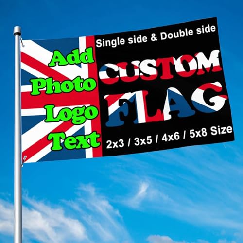 HUKQWX Personalisierte Flaggen – Benutzerdefinierte Flaggen, Bildtext, Logo – erstellen Sie Ihre eigene personalisierte Outdoor-Banner-Campingflagge für Geburtstag/Urlaub - doppelseitig - 4X6 FT von HUKQWX