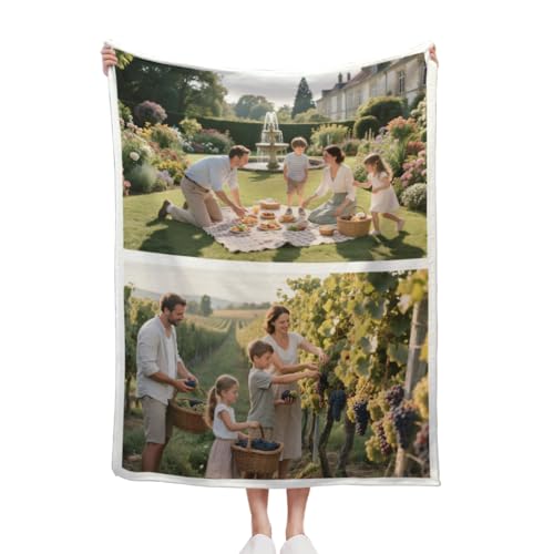 HUKQWXP ersonalisierte Decken mit Foto, Personalisierte Kuscheldecke mit Foto, Personalisierte Fotodecken, Personalisierte Geburtstagsgeschenk für Frauen, Männer, Mama, Papa, Baby, Kinder,100x125 cm von HUKQWX