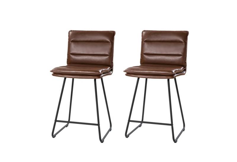 HULALA HOME Barhocker Moderne Barstuhl mit Lehne veganem Leder und Fußstütze (2er-Set), mit komfortablem Sitzpolster und stabiler Konstruktion, 53Tx43Bx90H cm von HULALA HOME