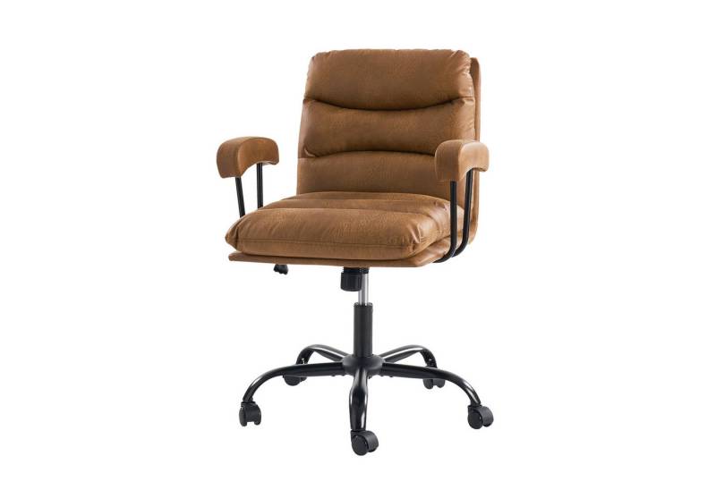 HULALA HOME Bürostuhl Ergonomischer Bürostuhl mit verstellbarer Höhe, 360-Grad Drehfunktion, mit Metallfüßen, für Arbeitszimmer und Büro, Braun HULALA HOME Bürostuhl Ergonomischer Bürostuhl mit verstellbarer Höhe, 360-Grad Drehfunktion, mit Metallfüßen, für Arbeitszimmer und Büro, Braun von HULALA HOME