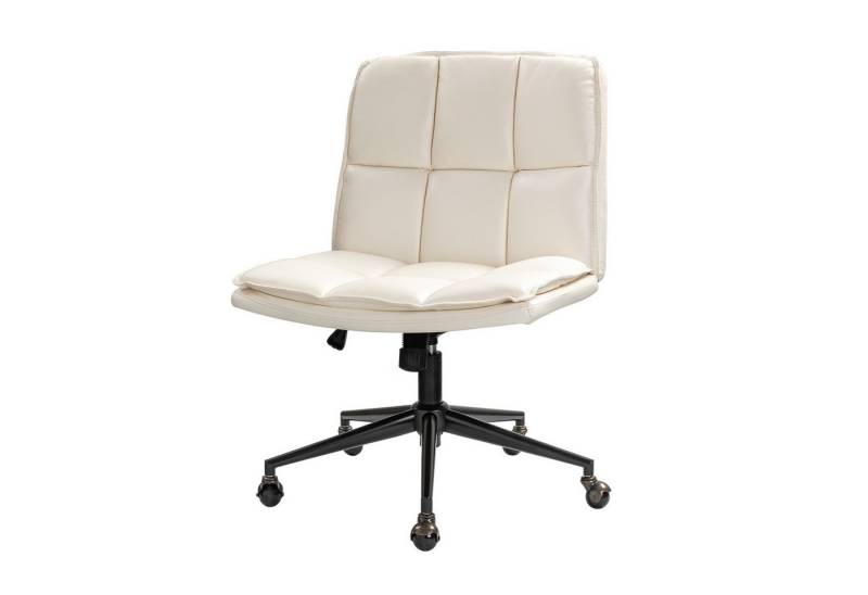 HULALA HOME Bürostuhl Schneidersitz Stuhl mit veganem Leder und verstellbarer Höhe, ohne Armlehnen, mit 360-Grad Drehfunktion & zeitgemäßen Design von HULALA HOME