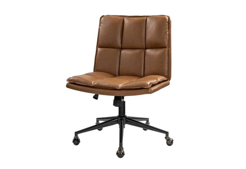 HULALA HOME Bürostuhl Schneidersitz Stuhl mit veganem Leder und verstellbarer Höhe, ohne Armlehnen, mit 360-Grad Drehfunktion & zeitgemäßen Design von HULALA HOME