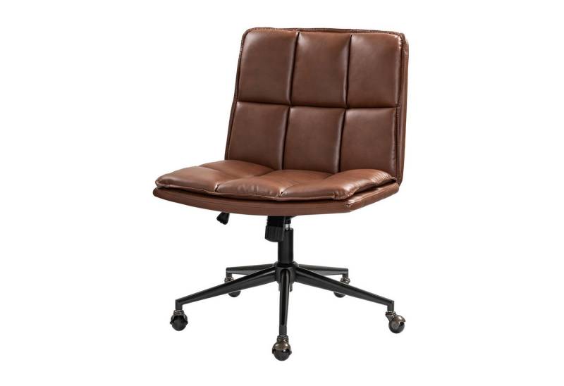 HULALA HOME Bürostuhl Schneidersitz Stuhl mit veganem Leder und verstellbarer Höhe, ohne Armlehnen, mit 360-Grad Drehfunktion & zeitgemäßen Design von HULALA HOME