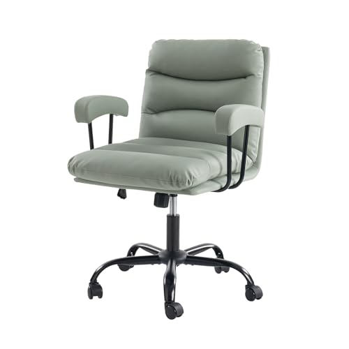 HULALA HOME Ergonomischer Bürostuhl mit Verstellbarer Höhe 360-Grad Drehfunktion und Metallfüßen Moderner Kunstleder Schreibtischstuhl für Arbeitszimmer und Büro, Grün von HULALA HOME