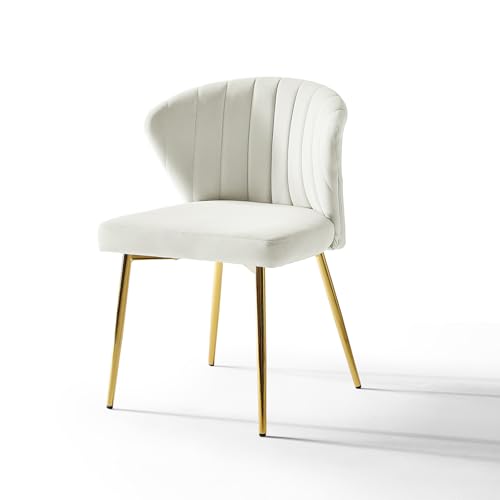 HULALA HOME Esszimmerstühle Modern Küchenstühle aus Samt Stühle Esszimmer mit Metallbeine Esstisch Stühle Schminktisch Stuhl für Wohnzimmer, Weiß von HULALA HOME