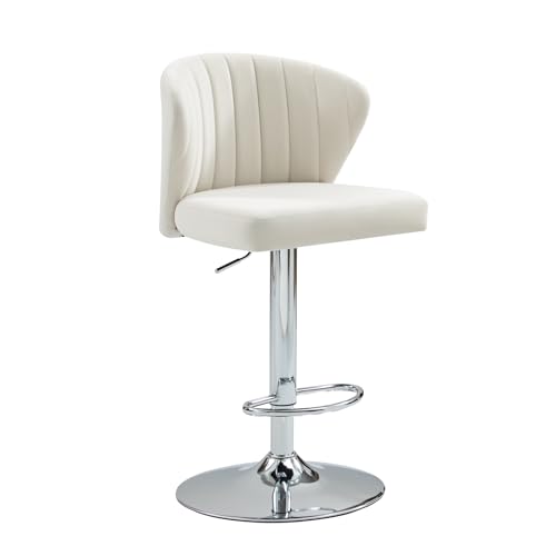 HULALA HOME Moderner Barhocker mit Drehfunktion und Höhenverstellung Barstuhl mit Veloursbezug Gebogene Rückenlehne und stabile Metallbasis, Weiß HULALA HOME Moderner Barhocker mit Drehfunktion und Höhenverstellung Barstuhl mit Veloursbezug Gebogene Rückenlehne und stabile Metallbasis, Weiß von HULALA HOME