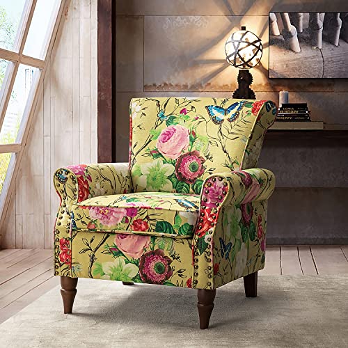 HULALA HOME Moderner Klappsessel mit Holzbeinen und abnehmbarem Kissen, bequemer gepolsterter Sessel mit Nagelkopfbesatz, Blumenmuster, Einzel-Sofa-Stuhl für Wohnzimmer, Schlafzimmer, Senf HULALA HOME Moderner Klappsessel mit Holzbeinen und abnehmbarem Kissen, bequemer gepolsterter Sessel mit Nagelkopfbesatz, Blumenmuster, Einzel-Sofa-Stuhl für Wohnzimmer, Schlafzimmer, Senf von HULALA HOME